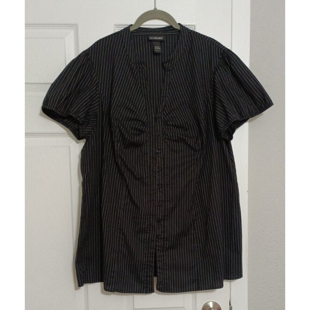 Women's Lane Bryant Black/White Striped Career Dressy Blouse Size 22/24